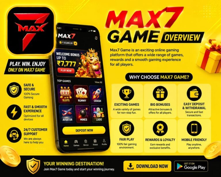 Max7 Game overview showing mobile gaming app features