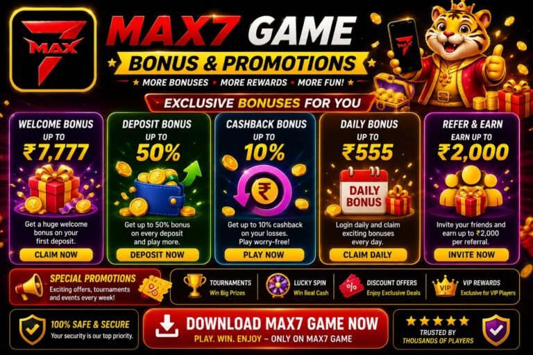 Max7 Game bonus and promotional offers